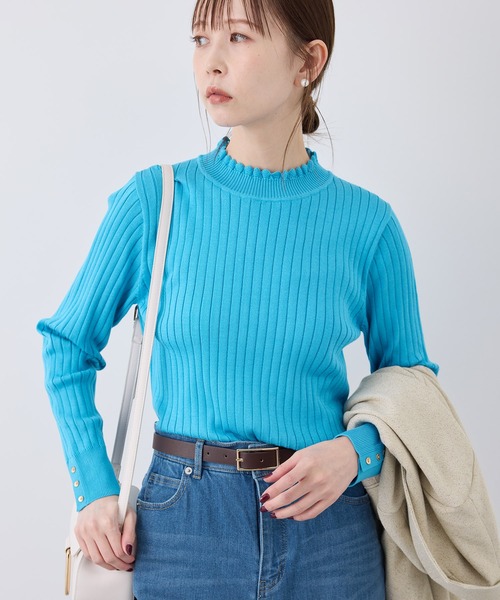 セール】BIOGRACE(R)スカラップネックリブニットプルオーバー（ニット