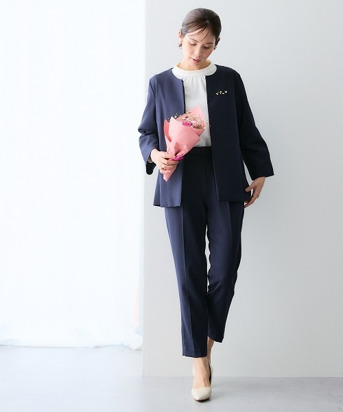 セール】【洗える】ドビー素材セットアップパンツスーツ3点セット