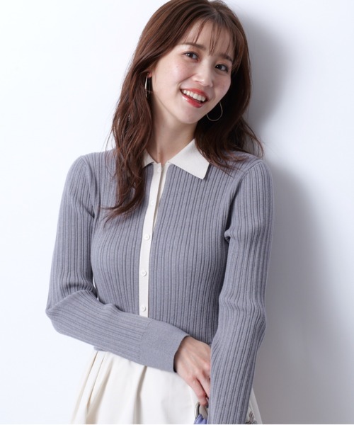 JUSGLITTY（ジャスグリッティー）の「衿ニットドッキングワンピース