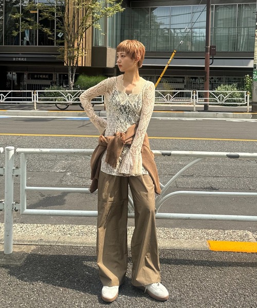 Ameri（アメリ）の「COMBINATION LACE TOP（Tシャツ/カットソー）」 - WEAR