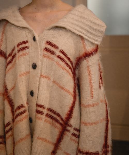 mideal（マイディール）の「plaid pattern cardigan / チェック