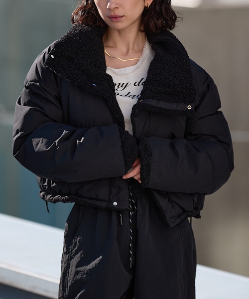 セール】Short-length faux fur down jacket / ショート丈 裏ボア×中綿