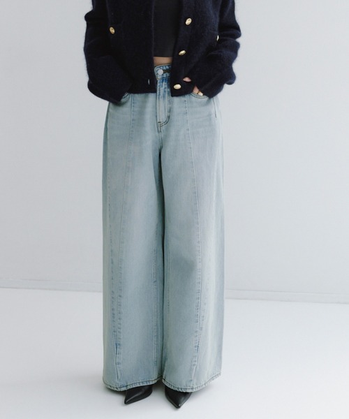 サイドタックカジュアルワイドデニム（デニムパンツ）｜anuans（ア