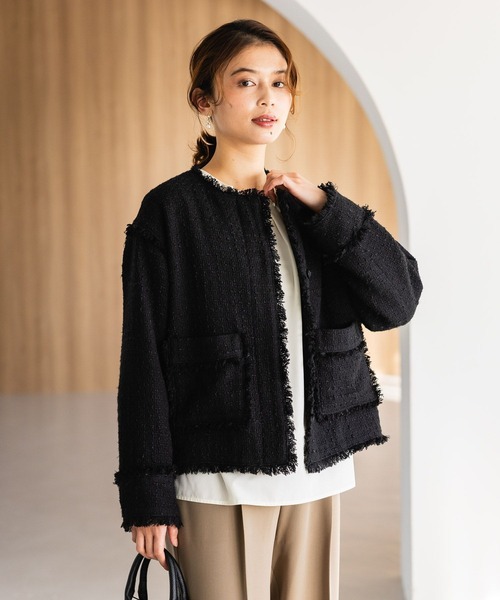 studio CLIP（スタディオクリップ）の「ツイードノーカラージャケット