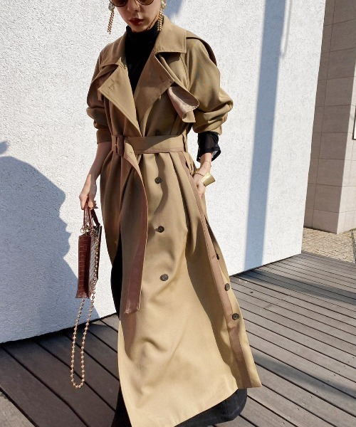 Ameri（アメリ）の「MINIMAL FLARE LONG TRENCH COAT（トレンチコート