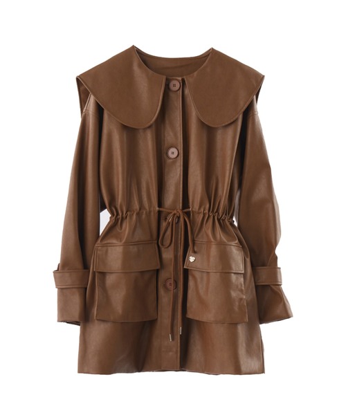big collar vegan leather jacket / ビッグカラーフェイクレザー