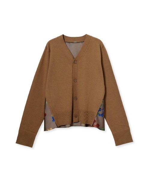カシミヤコットンボタニカルドッキングカーディガン（カーディガン
