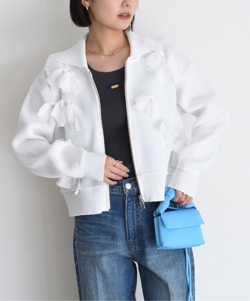 ランダムリボンダブルZIPニットブルゾン Eimee Law│Eimee Law