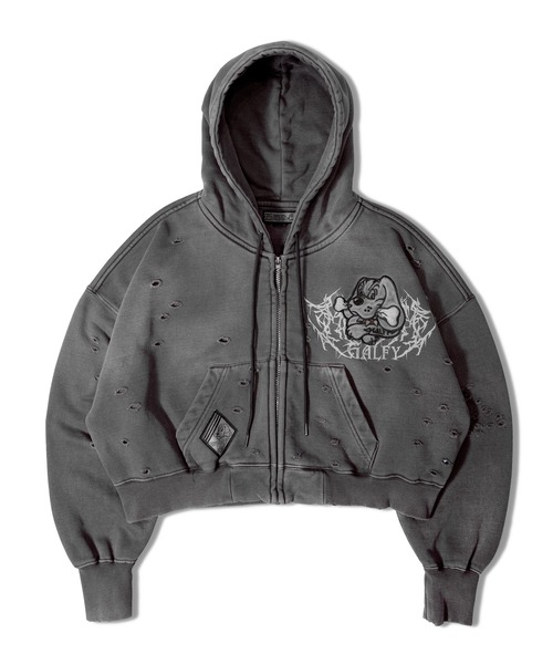 GALFY（ガルフィー）の「GALFY-染め染めわんちゃんボロボロパーカー