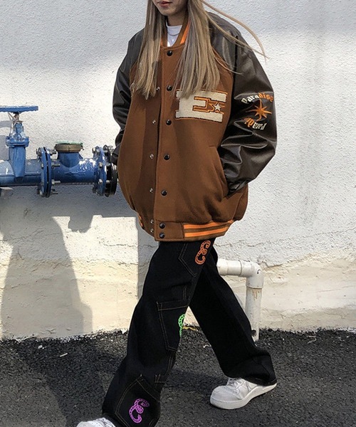 セール】ブラウンベース ビッグロゴ スタジャン アウター ブルゾン