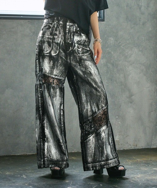 HARE（ハレ）の「【EDGY MODE】レースキリカエデニムパンツ（デニム