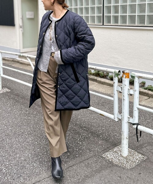 セール】【TAION×LIMONTA】別注ベロアパイピングロングダウン（ダウン