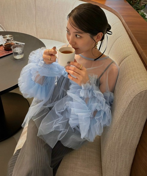 2点セットアイテム】オールインワン×デコラティブチュールトップス