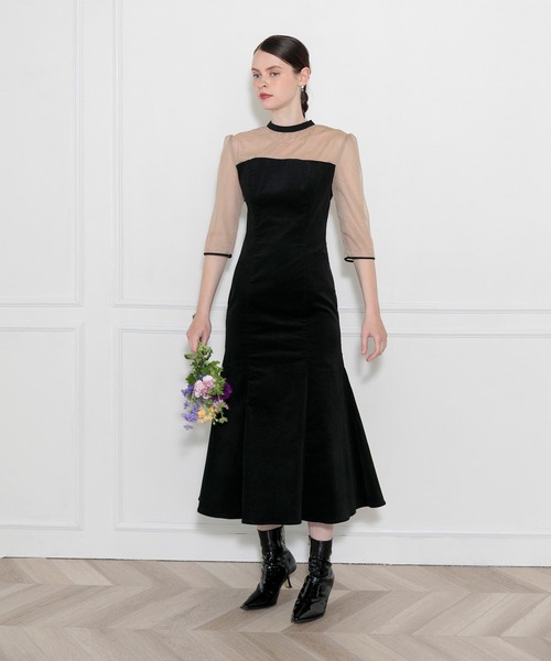 Leja（レジャ）の「【LEJA】バックリボン美脚効果シアー切り替え