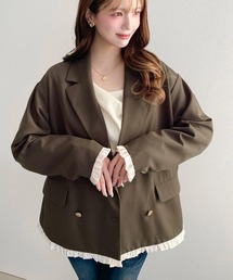 テーラードジャケット（ブラウン/茶色系・ストライプ柄）ファッション