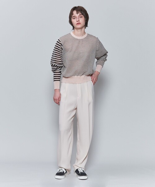 6（ロク）の「＜6(ROKU)＞シアー ボーダークルーネック プルオーバー