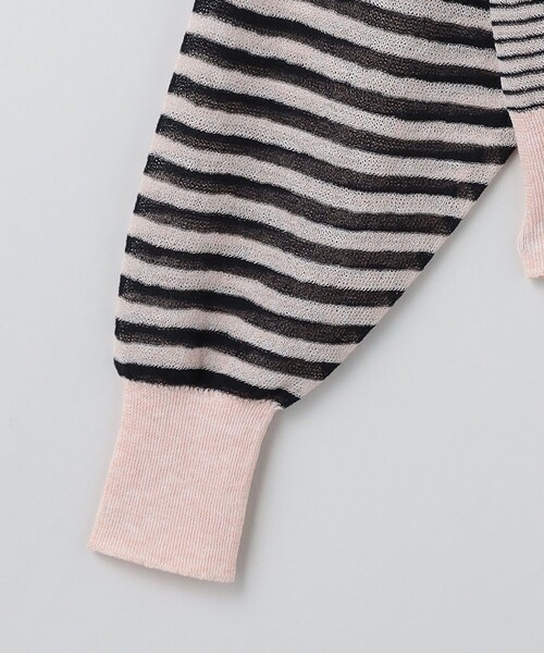 6（ロク）の「＜6(ROKU)＞シアー ボーダークルーネック プルオーバー