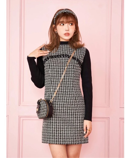 Darich（ダーリッチ）の「ニットドッキングツイードミニワンピース