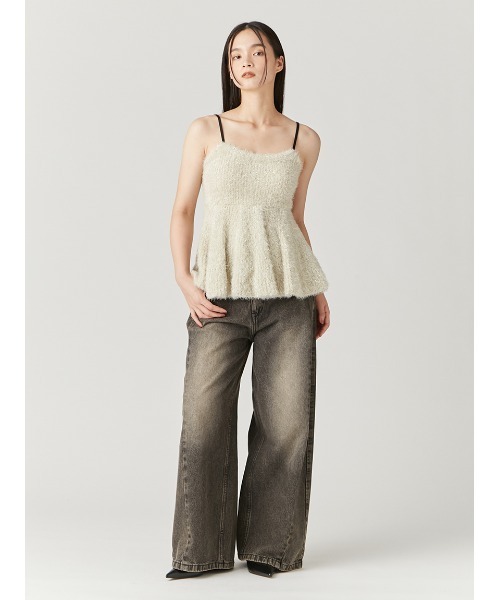 FRAY I.D（フレイアイディー）の「ラメフェザーニットペプラムキャミ