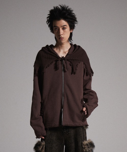 GRANCY（グランシー）の「【GRANCY】Knit Layered Design Zip Hoodie