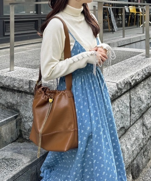 idem（イデム）の「lace layered denim onepiece / マルチウェイ