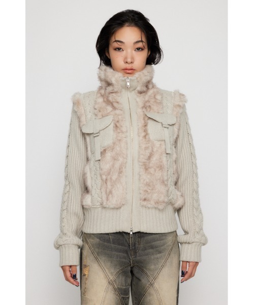LAGUA GEM（ラグアジェム）の「CABLE KNIT FAUX FUR ブルゾン