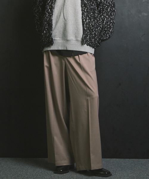 UNISEX》Wool Mix Continuous Tow-Tuck Wide Pants/ウールミックス