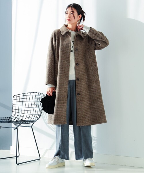 チェック ステンカラー コート（S～M）（ステンカラーコート）｜B:MING