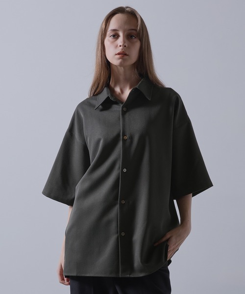 CLEL】TR Loose Half Sleeve Regular Collar Shirt / TR ルーズ半袖