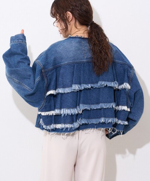 etsinta/エシンタ】バックフリルデニムジャケット（デニムジャケット