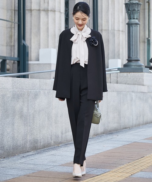 高身長 【フォーマル】ダブルクロスノーカラージャケット2点セット