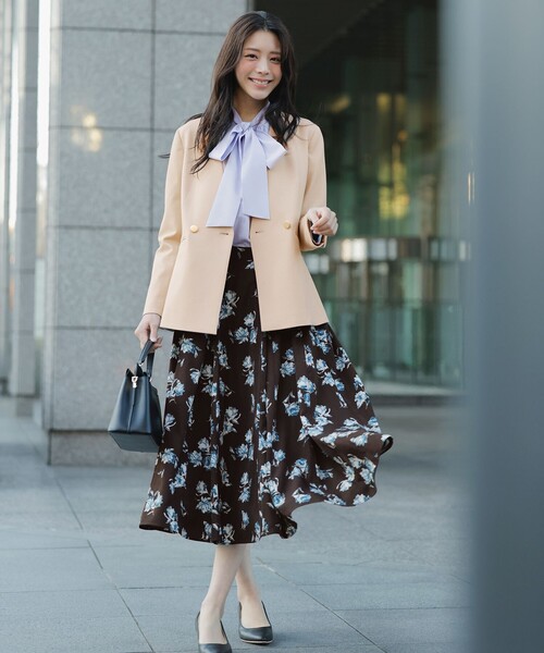 褒めらレディストレッチ カラーレス ジャケット（ノーカラージャケット