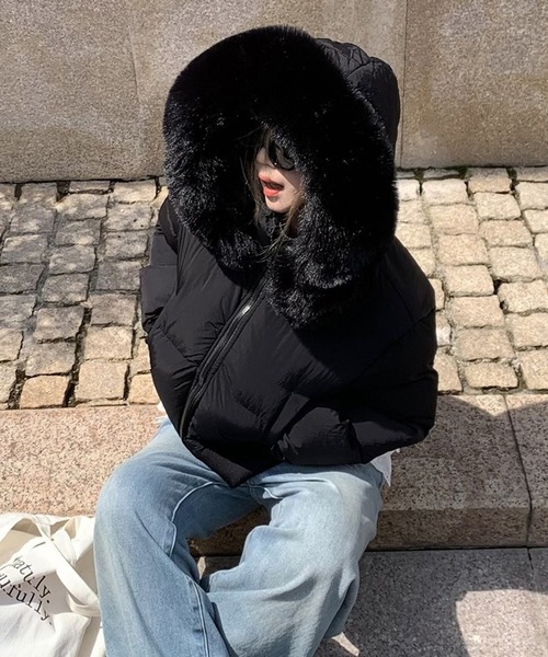 セール】ファー付き ダウン ジャケット レディース フード付き 防寒