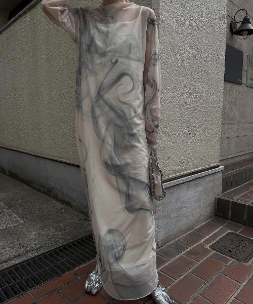 Ameri（アメリ）の「CURL OF SMOKE SHEER DRESS（ワンピース）」 - WEAR