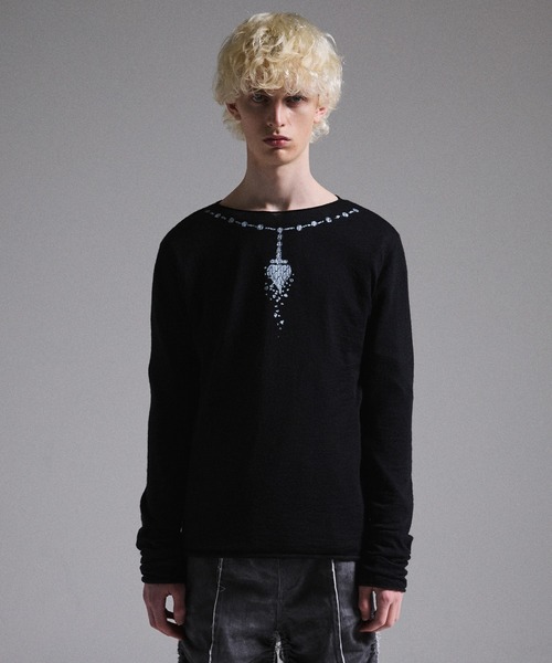 GRANCY】Print Design Sheer Knit / プリントデザインシアーニット