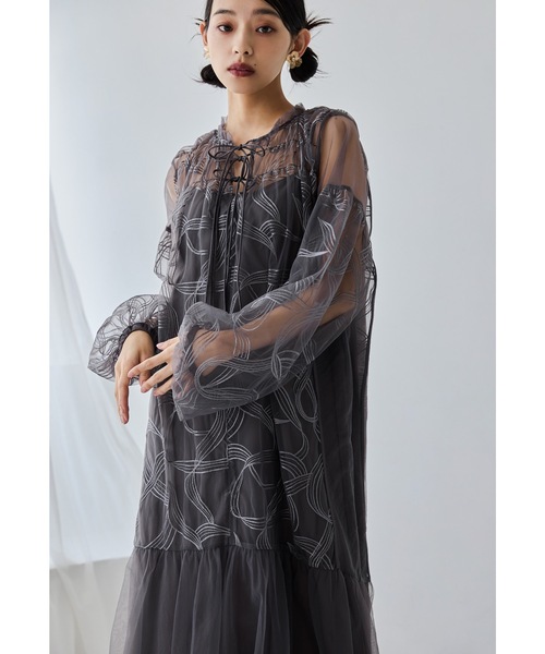 セール】リボンエンブロイダリーレイヤードドレス マタニティ 妊婦