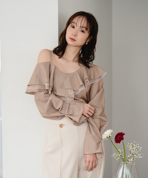 frill one shoulder tops / フリルワンショルダートップス（シャツ