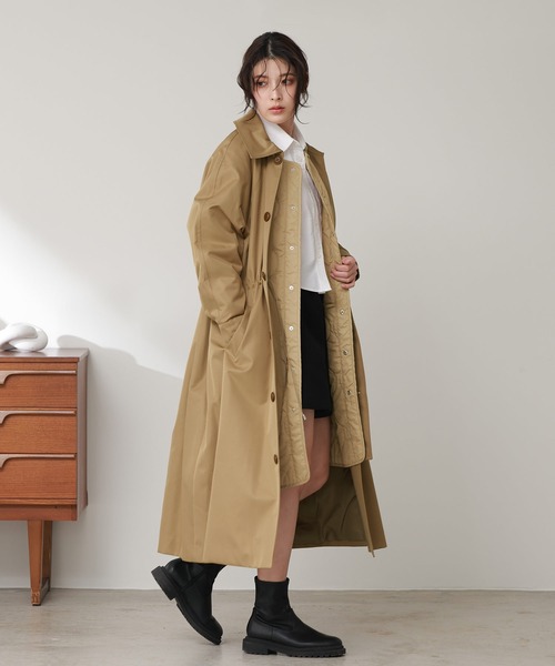 Filomo]3WAYロングステンカラーコートキルティングライナー付き