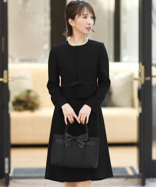 セール】リボンノーカラージャケット＆クラシカルワンピースフォーマル