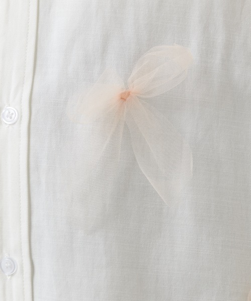 sister jane】 チュール リボン シャツ ブラウス S Sister Jane