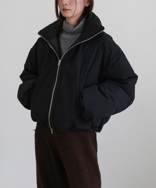 チェックスタンドカラーショートダウン（ダウンジャケット/コート