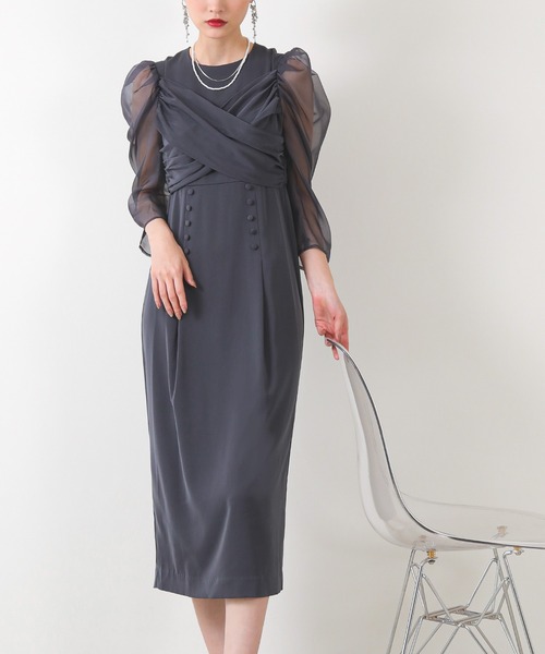 Kana（カナ）の「美シルエット クロスデザイン ワンピース パーティー