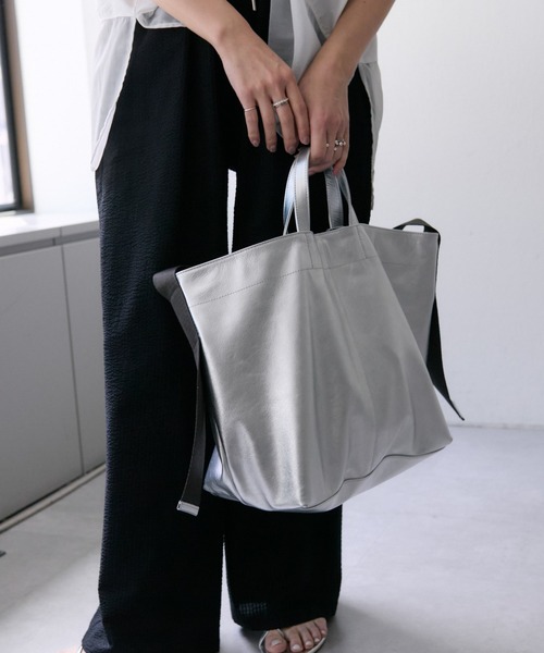 セール】《牛革/A4サイズ対応》ワイドテープトートバッグ L（トート