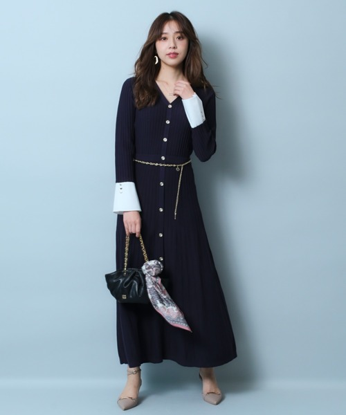 JUSGLITTY（ジャスグリッティー）の「袖カフスニットワンピース