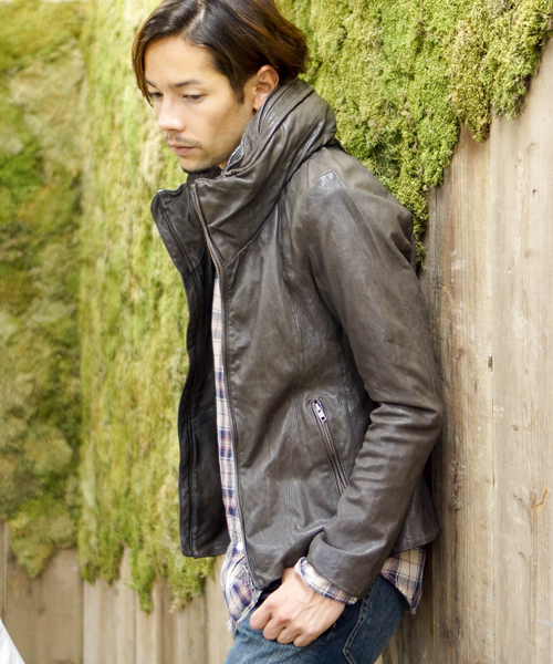 希少panaji 羊革2way goaブランド／ライダースジャケット／黒／羊革