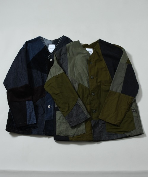 rebear by Johnbull】パッチワークノーカラージャケット | ジョンブル