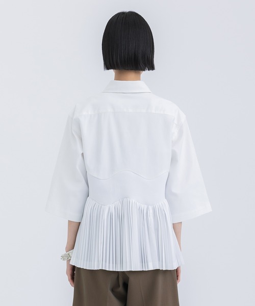 TOGA PULLA/トーガプルラ】Taffeta pleats S/S shirt/タフタプリーツ