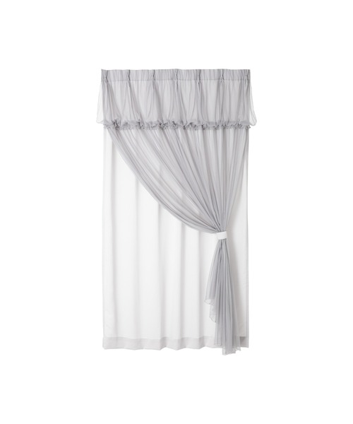 チュールバルーン ダブルカーテン H2000×W1000 ライトグレー（レース