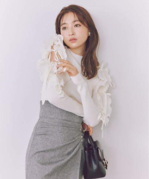 SNIDEL（スナイデル）の「プリーツフリルドッキングニットプルオーバー