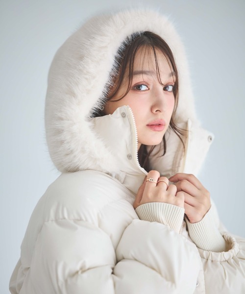 セール】ファー付フード取り外し／中綿ジャケット（ダウンジャケット